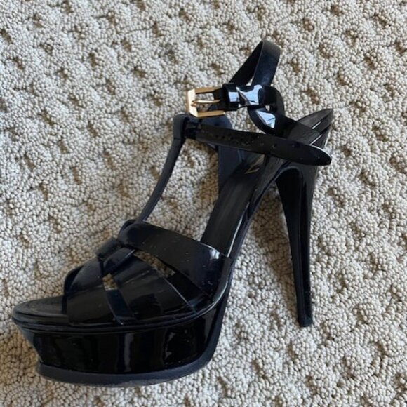 YSL Tribute Patent Leather T-Strap Platform Sandal - Picture 3 of 6